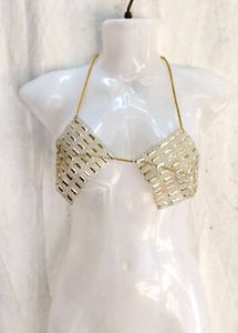 Beaded Chain Halter Bra Top