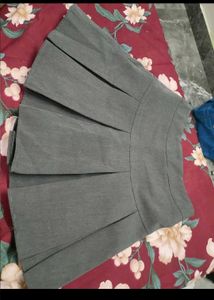 Pleated Grey Mini Skirt