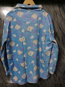 Cute Blue Kitty Pajama Top