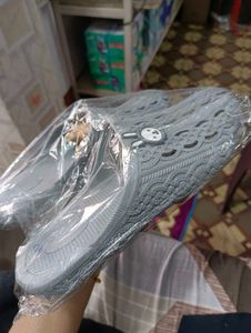 New Cute Gray Slippers with Cartoon Detail