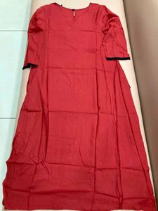 Red Embroidered Tunic Dress