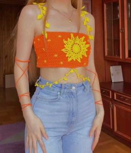 Crochet Sun Crop Top with Wrap Arms