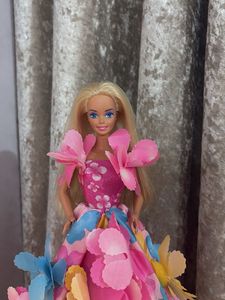 Vintage Barbie Doll in Floral Gown
