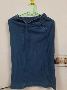 Blue Denim Midi Skirt