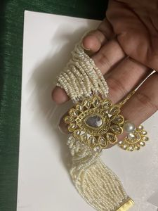 Pearl Choker Necklace with Earrings Set