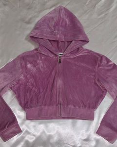 Outryt Pink Velour Zip-Up Hoodie