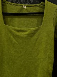 Lime Green Square Neck Crop Top
