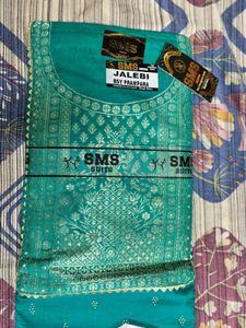 Elegant teal unstitch cotton suit