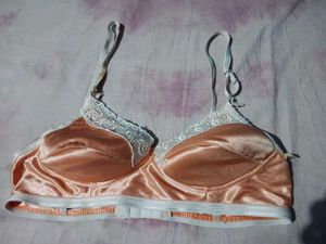 Satin Lace Trimmed Bra