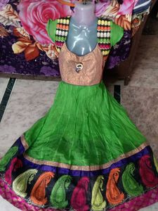 Green Embroidered Anarkali Dress