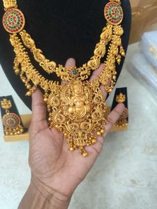 Exquisite Gold Plated Temple Jewellery Set