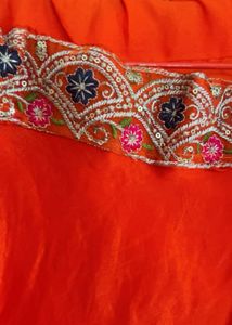 Flowing Orange Ethnic Skirt with choli and jacket