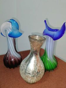 Set of 3 Artistic Glass Vases