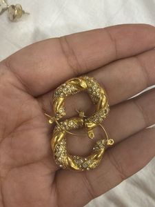 Gold Hoop Earrings with Crystals