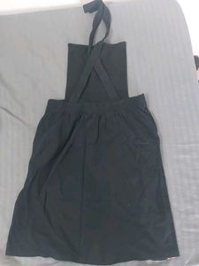 Black Pinafore Dress with Rainbow Stripes