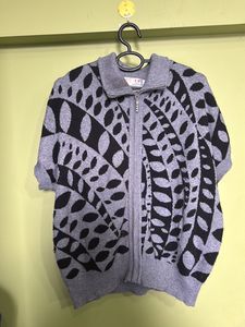 Women's Graphic Zip-Up Knit Cardigan