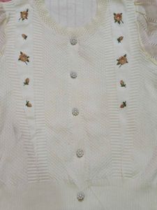 Chic Cream Floral Puff Sleeve Knit Cardigan