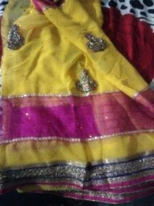 Yellow Embroidered Saree