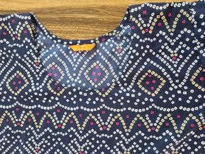 Trendy Navy Blue Printed Kurti