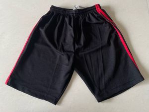 Black Athletic Shorts with Red Stripe