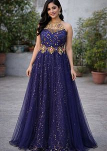 Stunning Blue Embellished Ethnic Gown