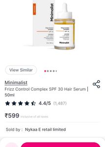 Minimalist Frizz Control Hair Serum SPF 30 and fac
