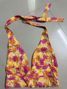 🌸Retro pink Floral Halter Top🌸