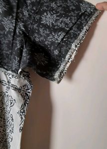Women's Black and White block print Kurti