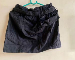 Chic Black Paperbag Waist Skirt