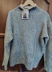 Cozy Knit Sweater with Ruffled Neckline