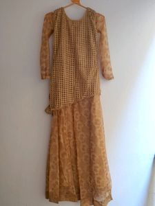 Gold Ethnic Full Length Gown, XS to S, Wore Once