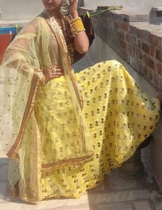 Yellow Lehenga With Stitched Blouse And Dupta