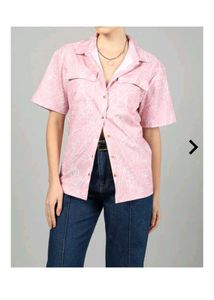 Loose Fit Spread Collar Abstract Print Shirt