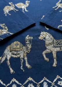 Navy Blue Elephant Print Kurta