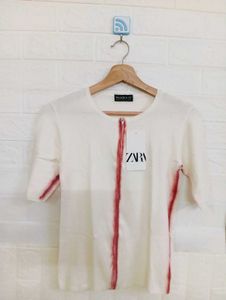 White Tee with Red Detail