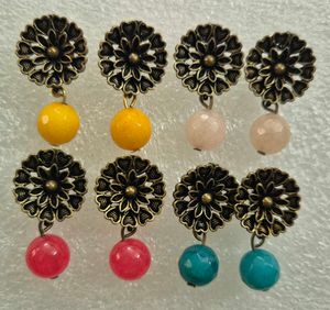 Ethnic Earrings with Gemstone Beads - Unused