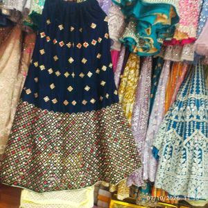 Elegant Navy Blue Embroidered Lehenga Choli