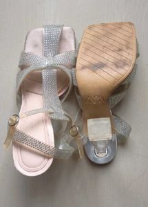 ZARA Rhinestone Clear Heel Sandals