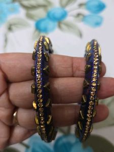 Chic Purple Bangles with Gold Accents