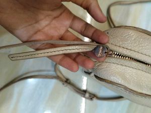 Cream Leather Crossbody Bag