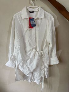 White Dnmx Shirt with Tie Detail
