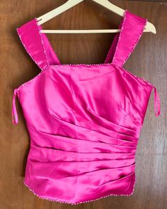 Vibrant Pink Beaded Corset Top