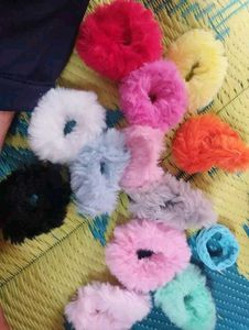 Fluffy Furry Scrunchies - Pack of 10