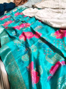 Elegant Cream Kurta Set with Teal Dupatta