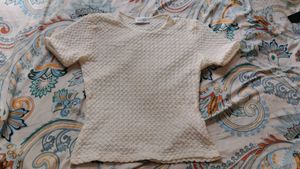 Textured White Short Sleeve Top