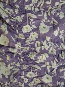 Purple Floral Print V-Neck Top