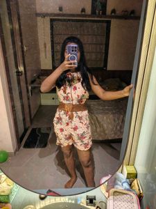 Floral Romper with Woven Belt