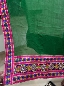 Vibrant Red Embroidered Skirt with dupatta and blo