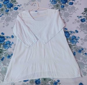 Chikankari-Style Cotton Kurti