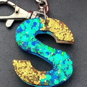 Letter S Glitter Keychain